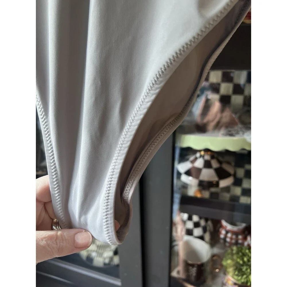 Skims Recycled Swim Sleeveless One Piece Chrome Silver Gray M NWT